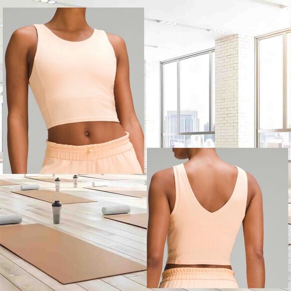 Lululemon Ribbed Softstreme Cropped Tank Top size 8 PEACH BELLINI 🍑 NWT - Picture 7 of 7
